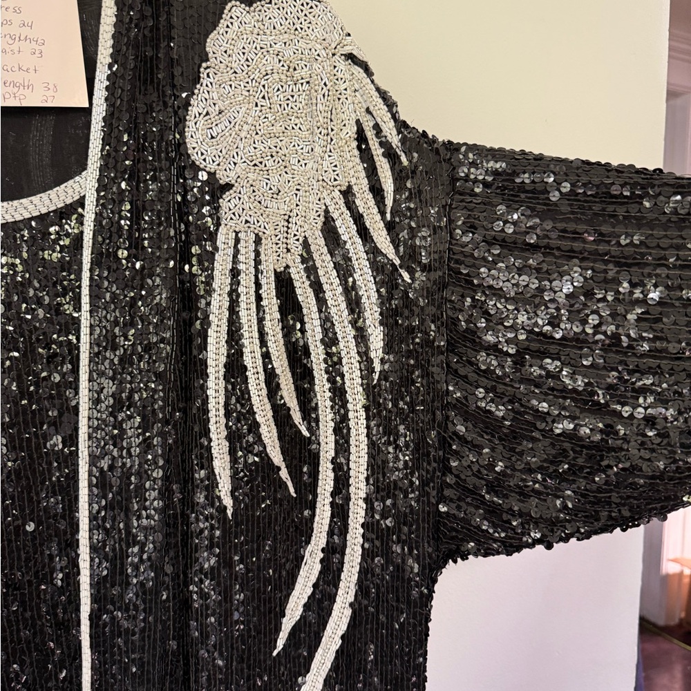 Sequin Embellished Black and Silver Jacket